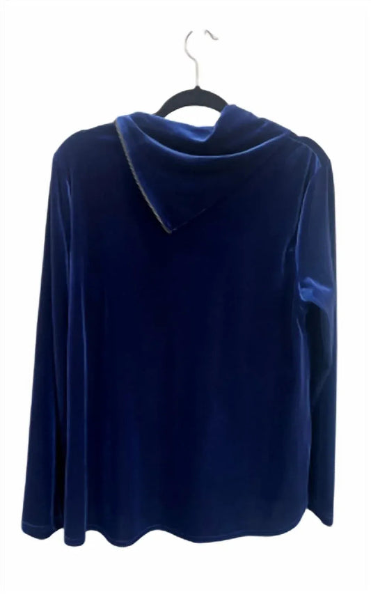 Women's Velvet Long Sleeve Cowl Neck Top
