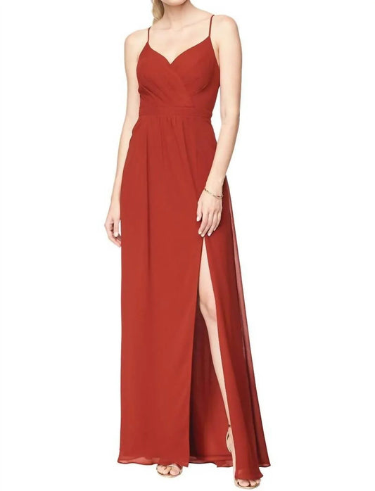 Chiffon V-neck Surplice Bridesmaid Gown