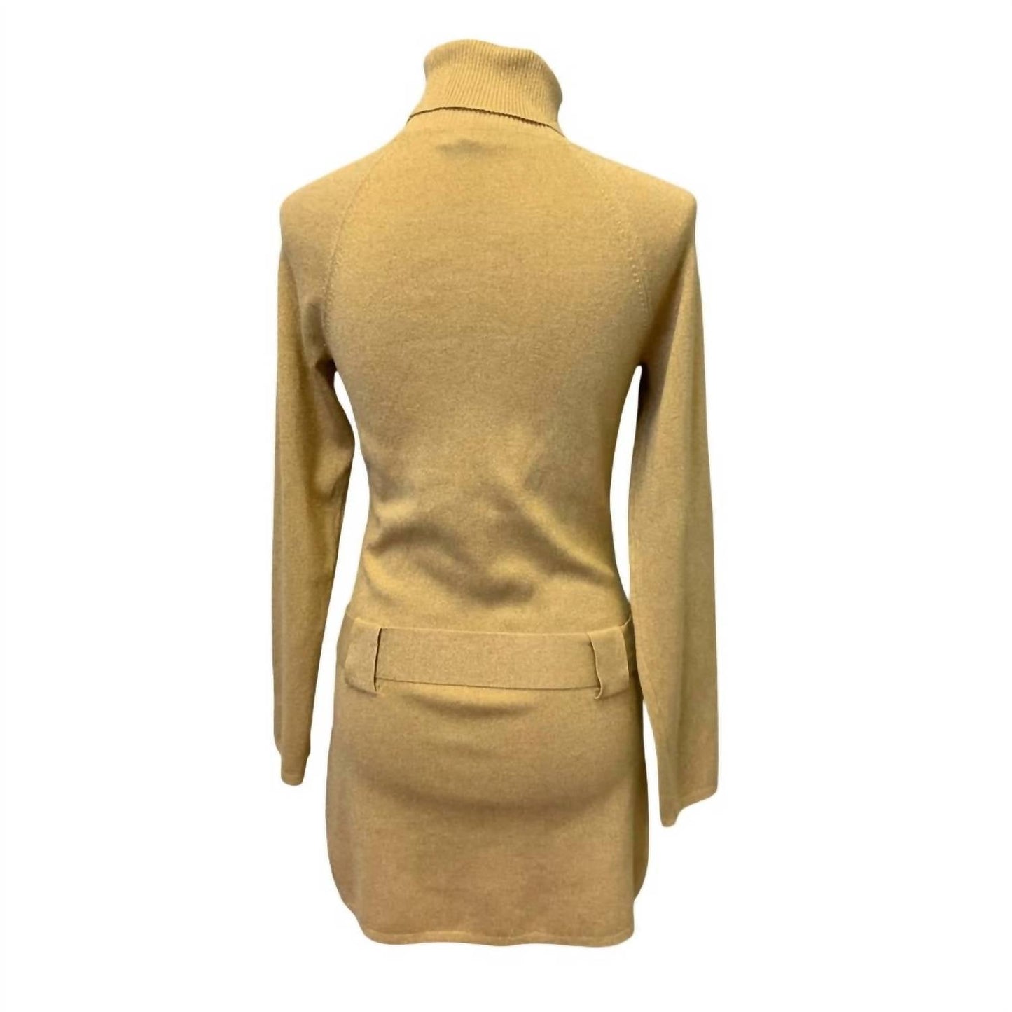 Damen Langarm Rollkragen Strickkleid mit Gürtel