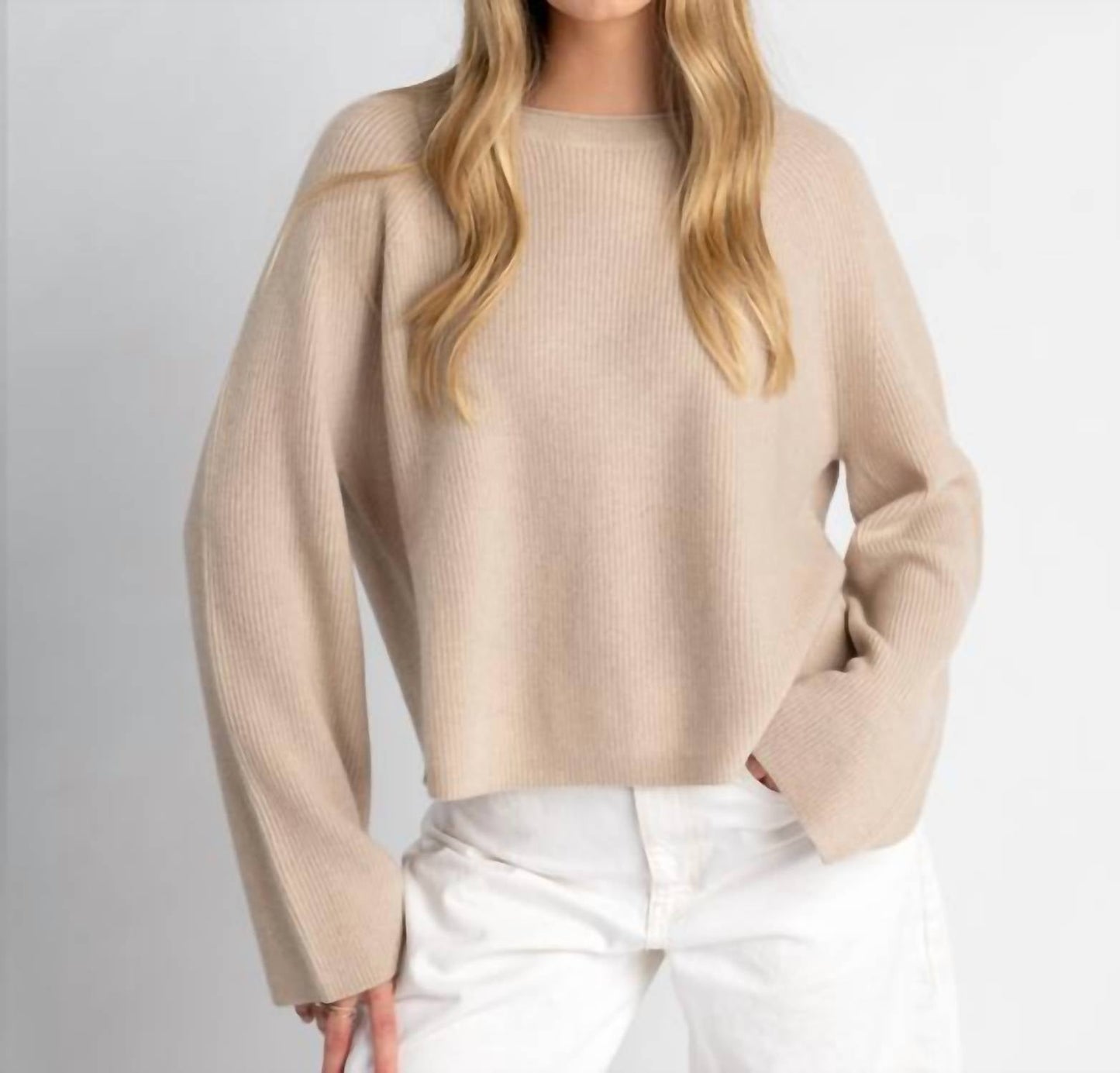 Sienna Rippstrick-Pullover mit weiten Ärmeln