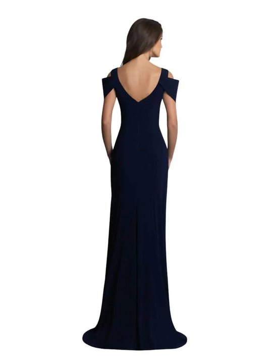 Cold-shoulder V-neck Evening Gown