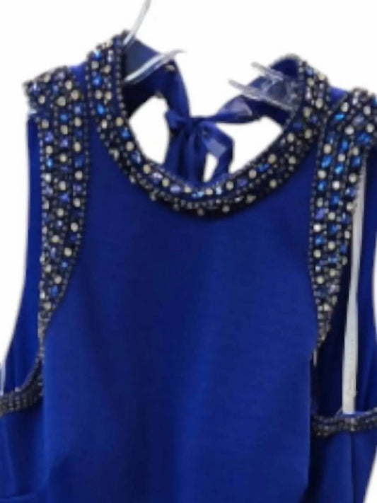 Women's Formal Sleeveless High Neck Jumpsuit With Gemstone Trim