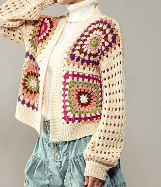 Burst Of Color Patchwork Cardigan