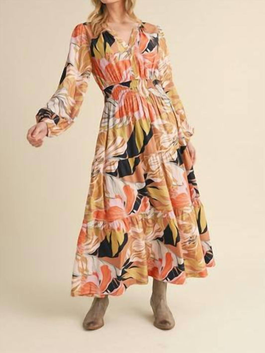 Midi-Kleid mit Tropenmuster