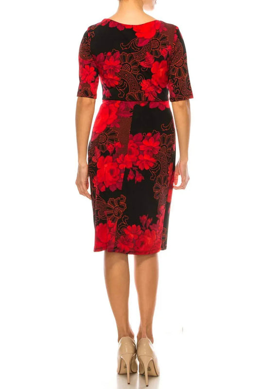 Floral 3/4 Sleeve Sheath Dress