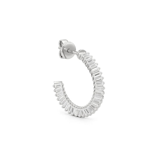 Women's Inside Out Baguette Cubic Zirconia Oval Open Hoop Earrings