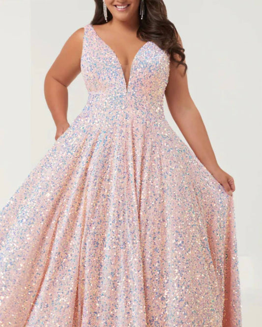 Samt-Pailletten-A-Linien-Abendkleid