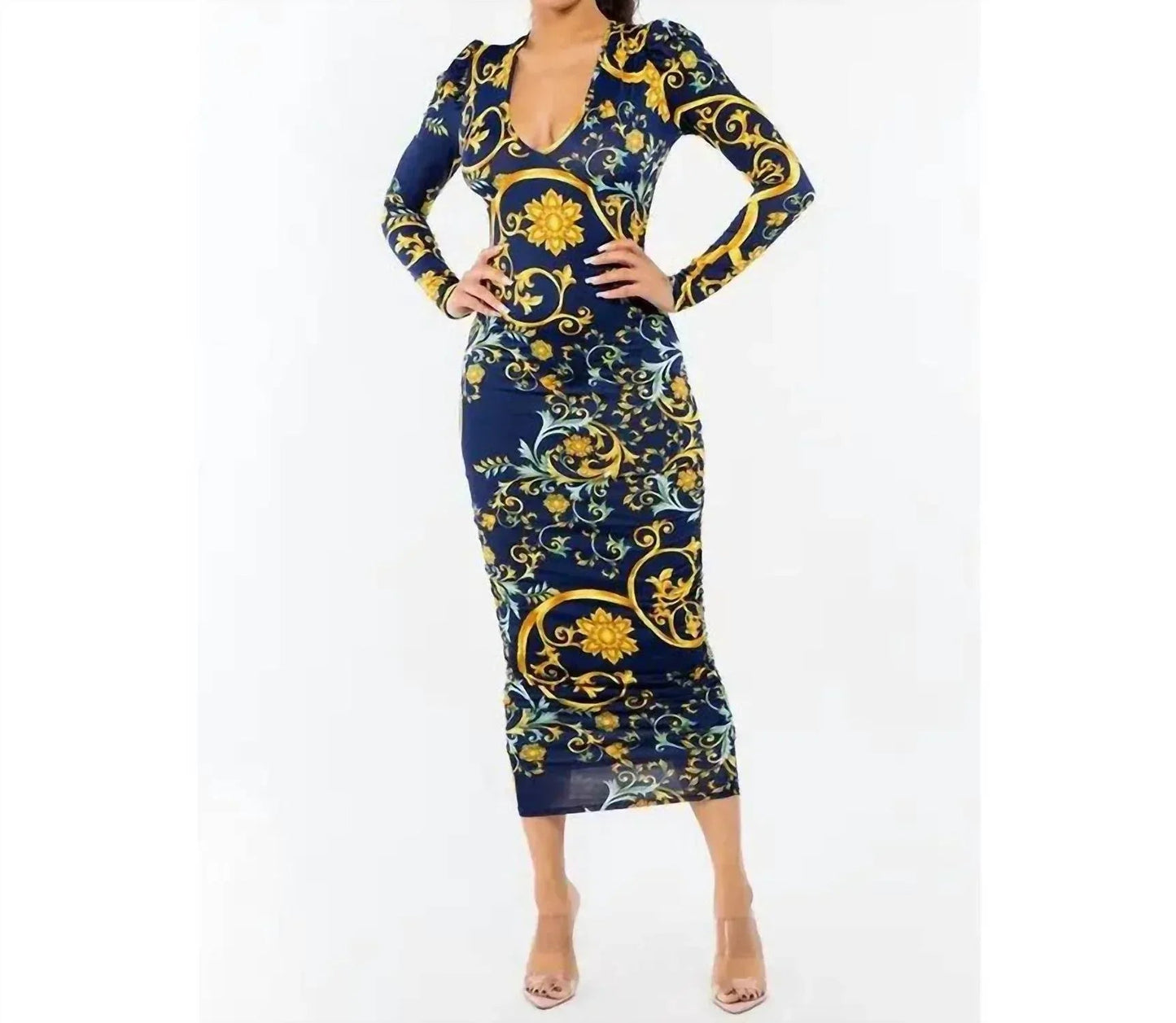 Ruched Lined Double Layer Midi Dress