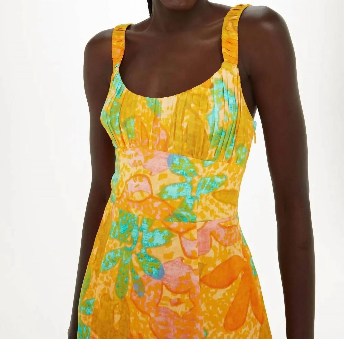 Palm Floral Carmel Midi Dress
