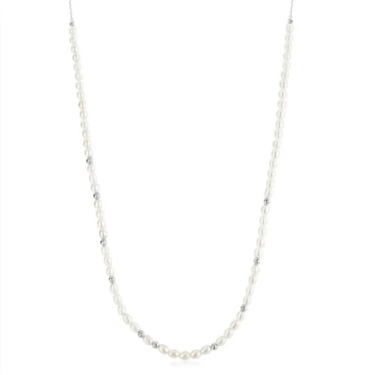 Women's Freshwater Pearl & Cubic Zirconia Bezel Set Slider Necklace