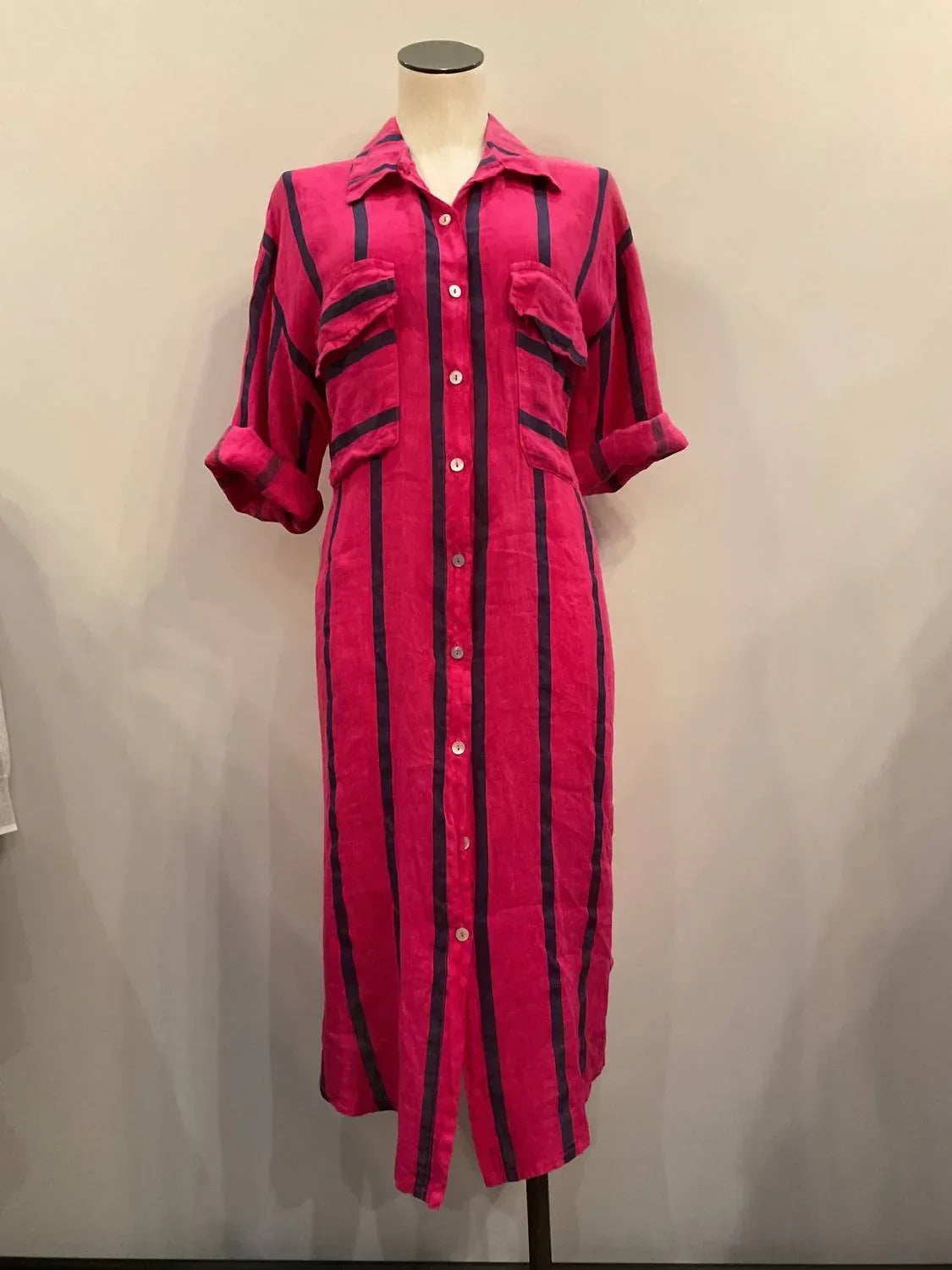 Women's Striped Linen Dress