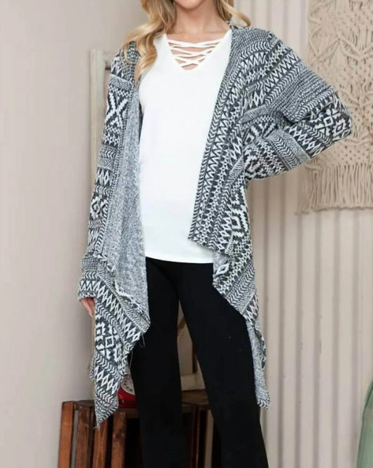 Aztec Print Open Cardigan