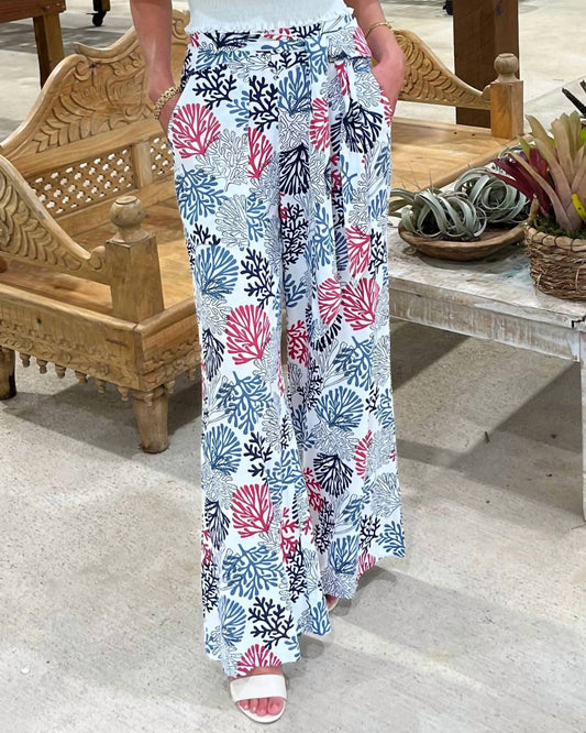 Front Tie Linen Blend Pants