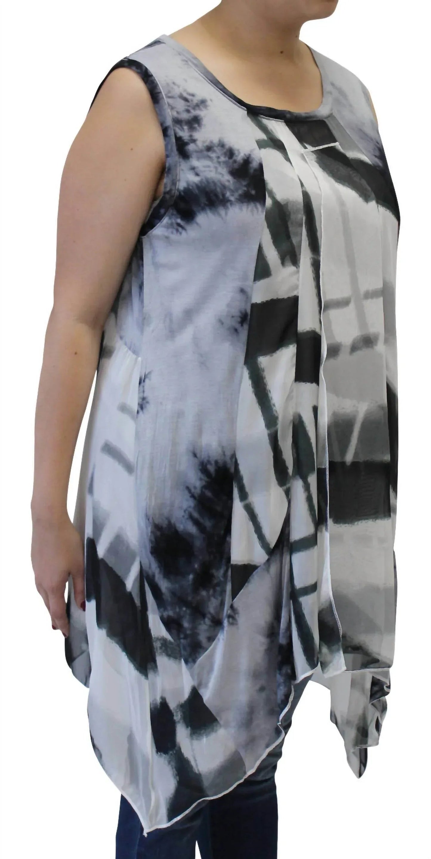 Abstract Sleeveless Patchwork Top