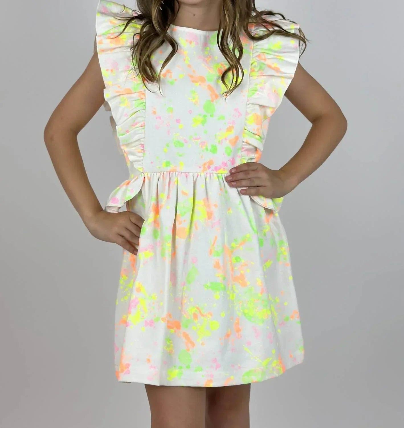 Mädchen Rüschenkleid mit Farbspritzern