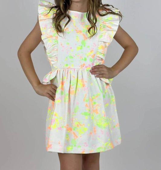 Mädchen Rüschenkleid mit Farbspritzern