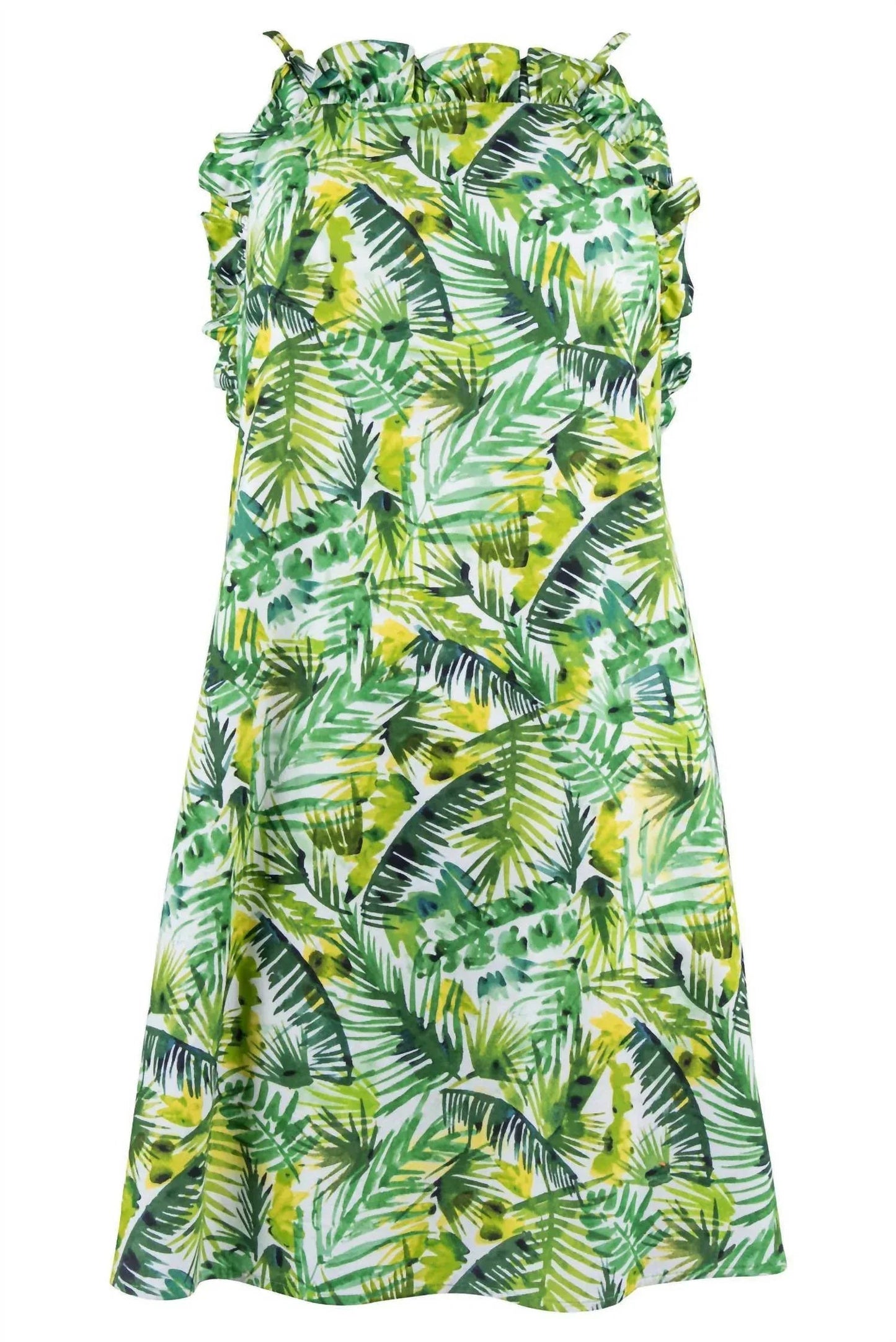 Ärmelloses Kleid mit Rüschenoberteil und Knielänge