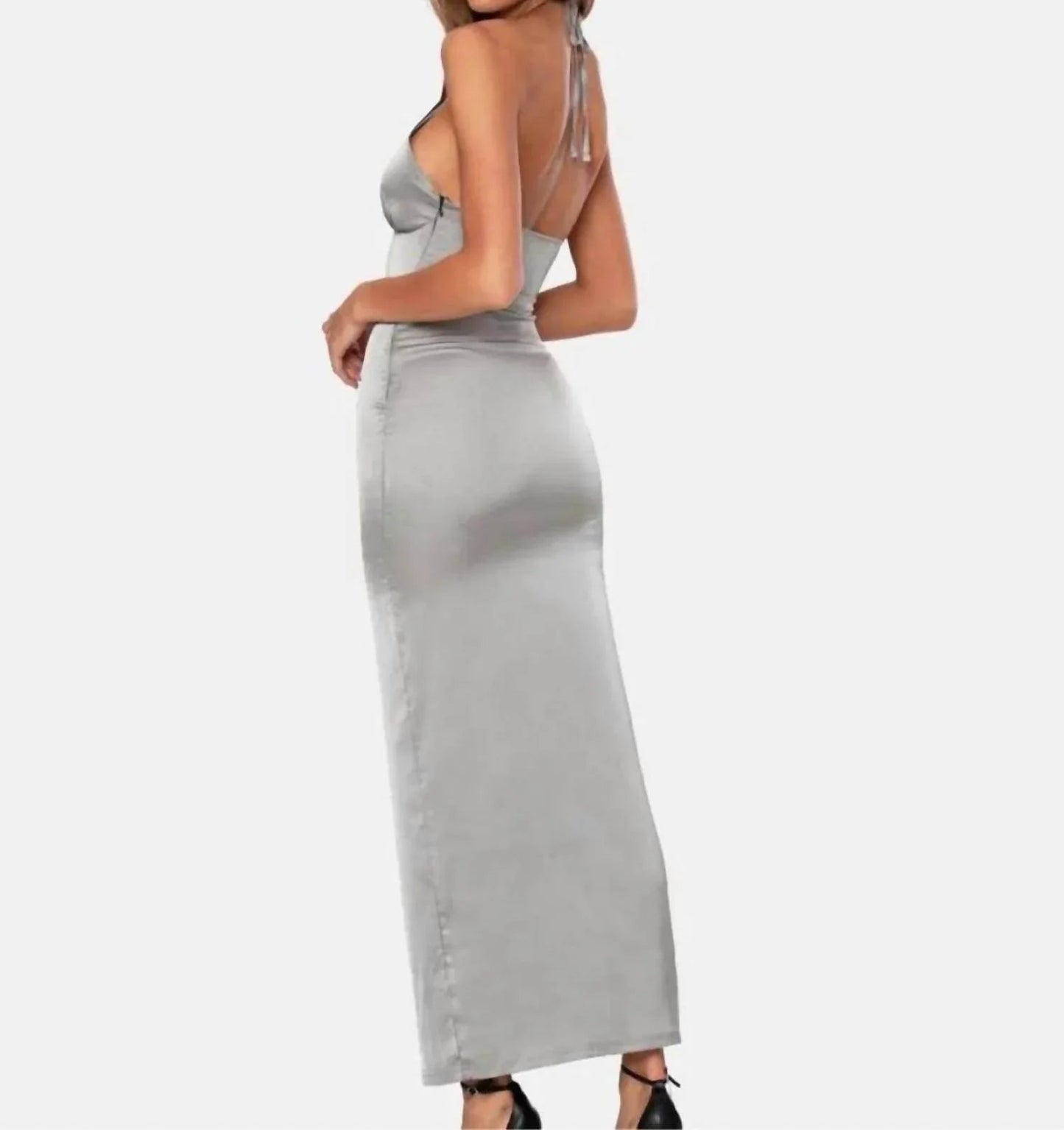 Saga Satin-Maxikleid