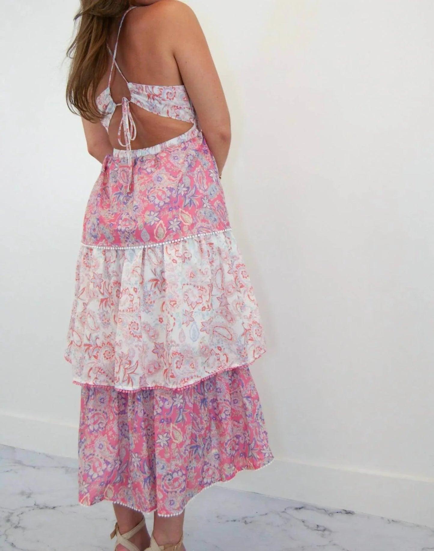 Olivia Vintage Paisley Tiered Midi Dress