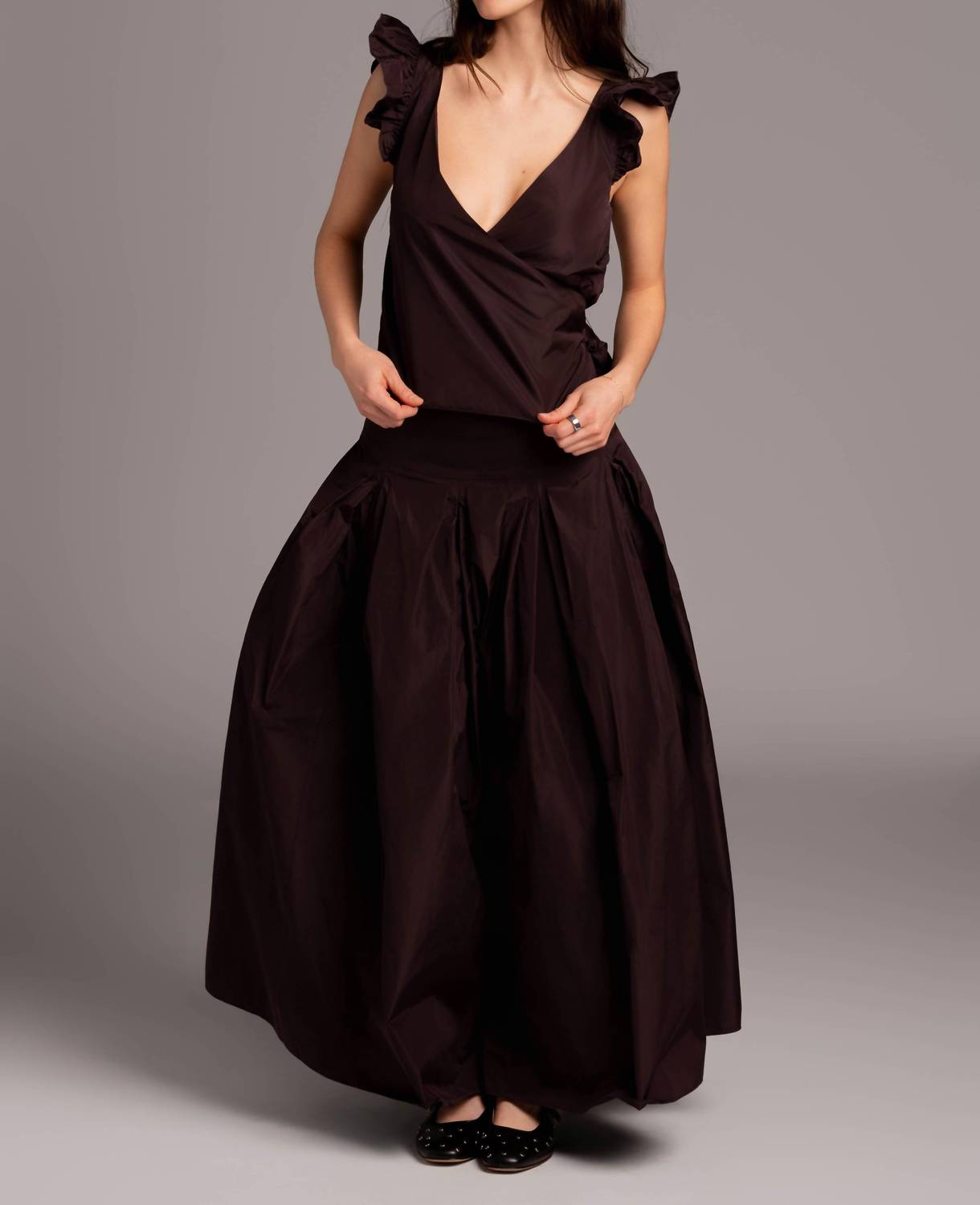 Ruffle Taffeta Tank Top