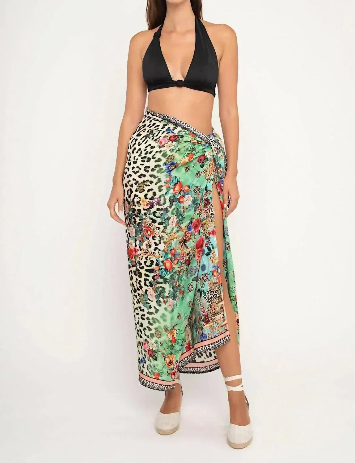 Leopard Flowers Pareo Coverup