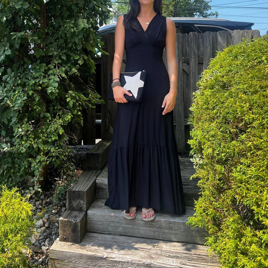 Sofie Tiered V Neck Long Dress