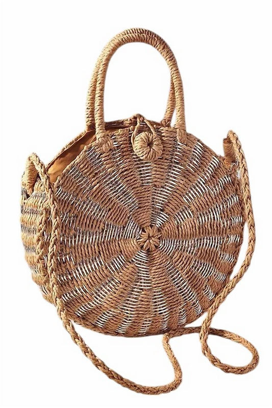 Women's Straw Round Cross Body Bag
