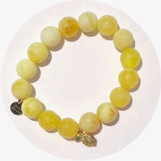 Women's Agate Bracelet With Pavé Charm