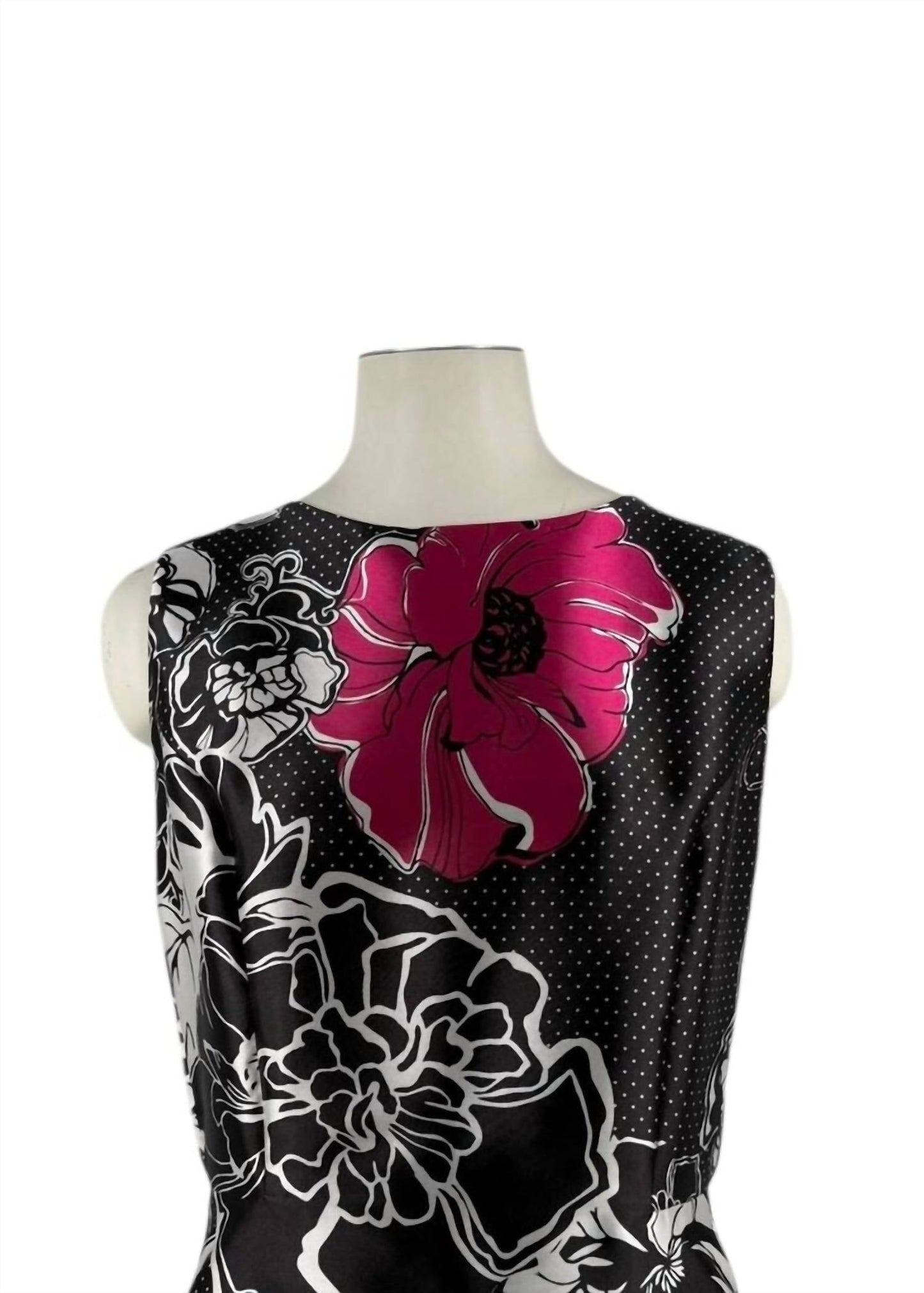 Seidenkleid mit Punkten und Blumen (Midi)