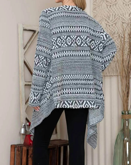 Aztec Print Open Cardigan