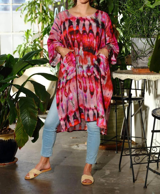 Artisan Tie Dye Long Gauze Kaftan Top