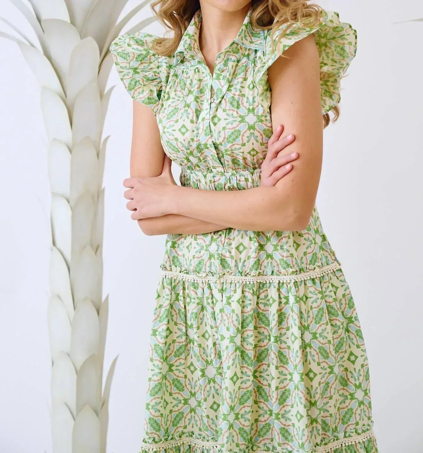 Flutter Sleeve Midi Dress