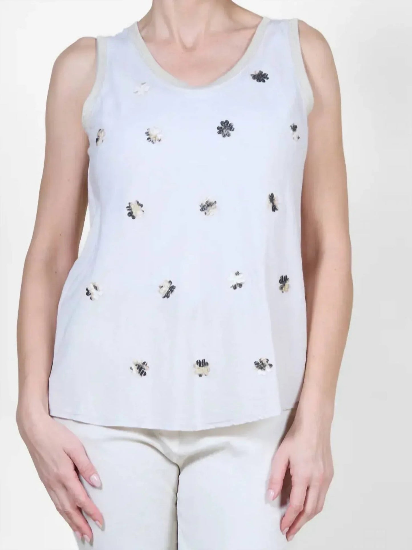 Ärmelloses Tanktop mit floraler Allover-Applikation