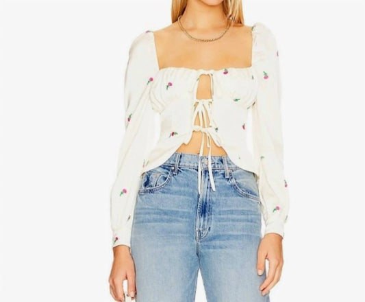 Front Tie Subtle Puff Sleeves Top
