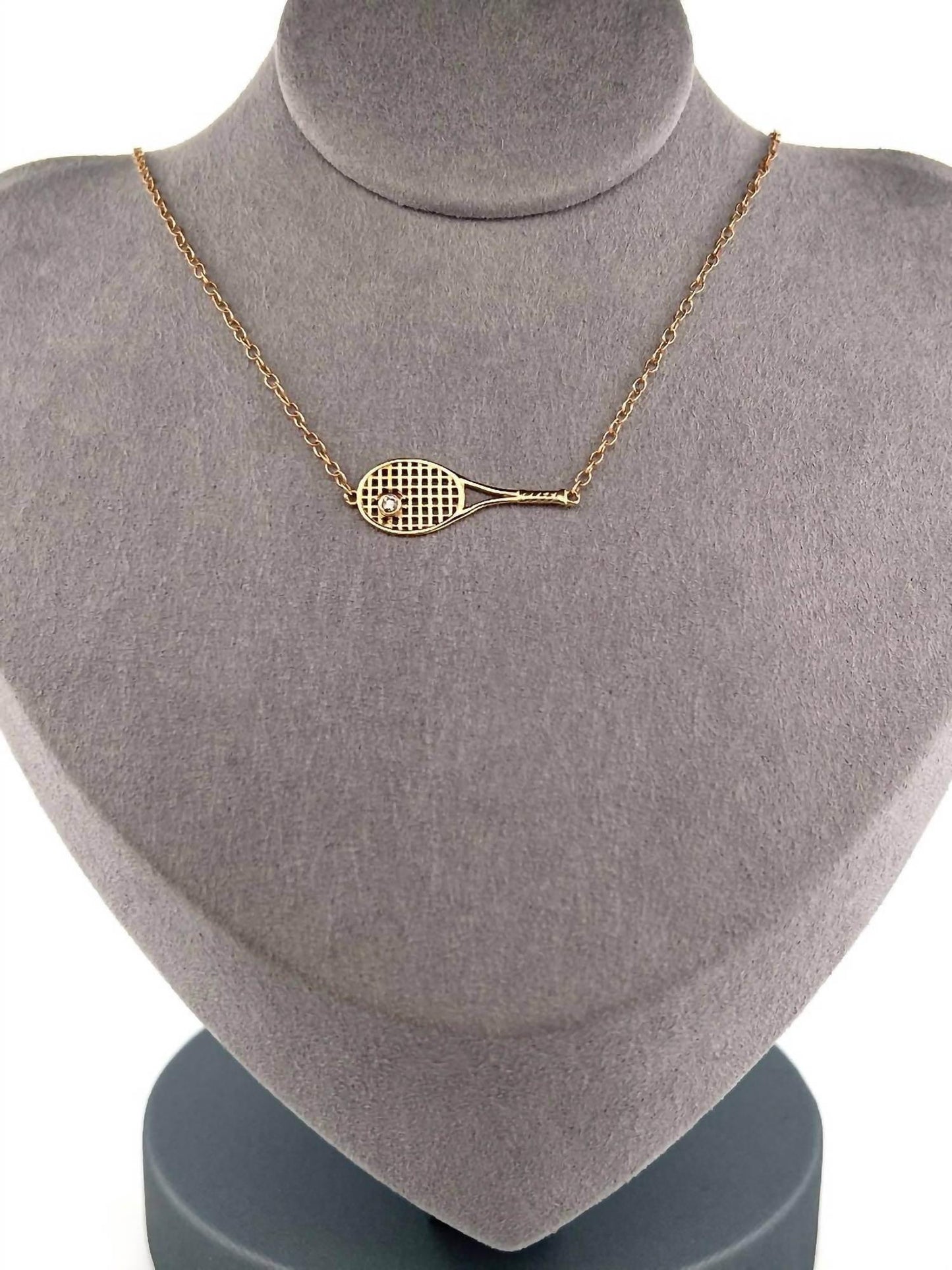 Women's Gold Racket + Diamond Ball Necklace