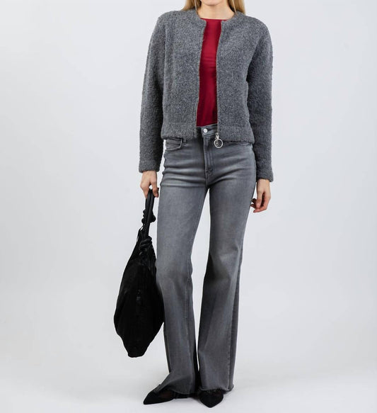 Boucle Zip Knit Sweater