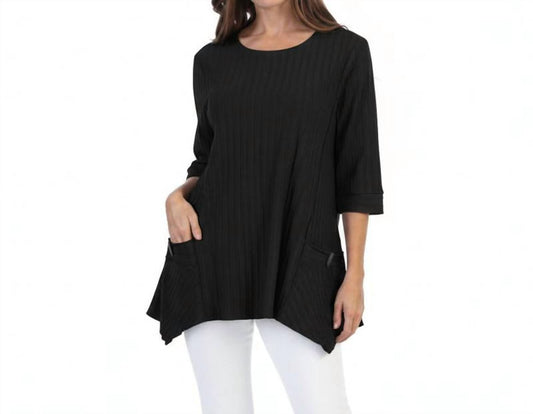 Asymmetrical Textured Rib Knit Cotton Top