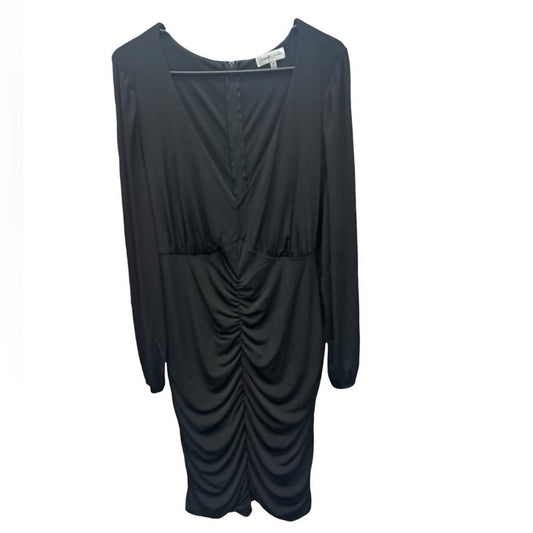 Midi-Kleid mit V-Ausschnitt und langen Ärmeln