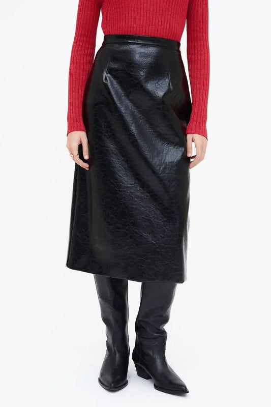 Faux Leather Midi Skirt