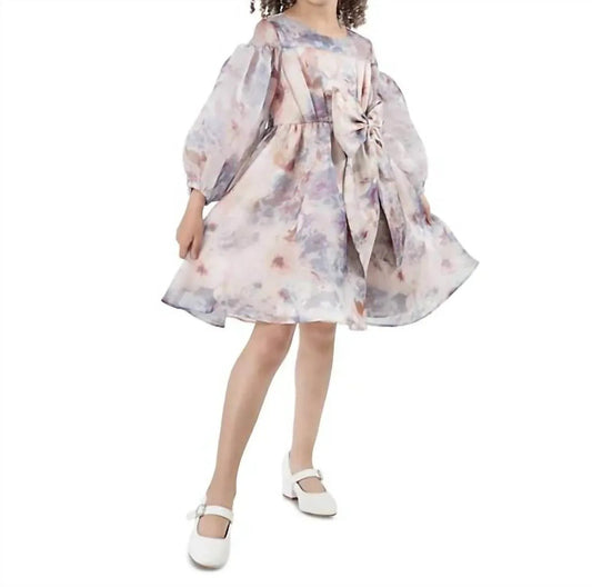 Kleid aus floraler Organza mit Ballonärmeln für Kleinkinder und kleine Mädchen