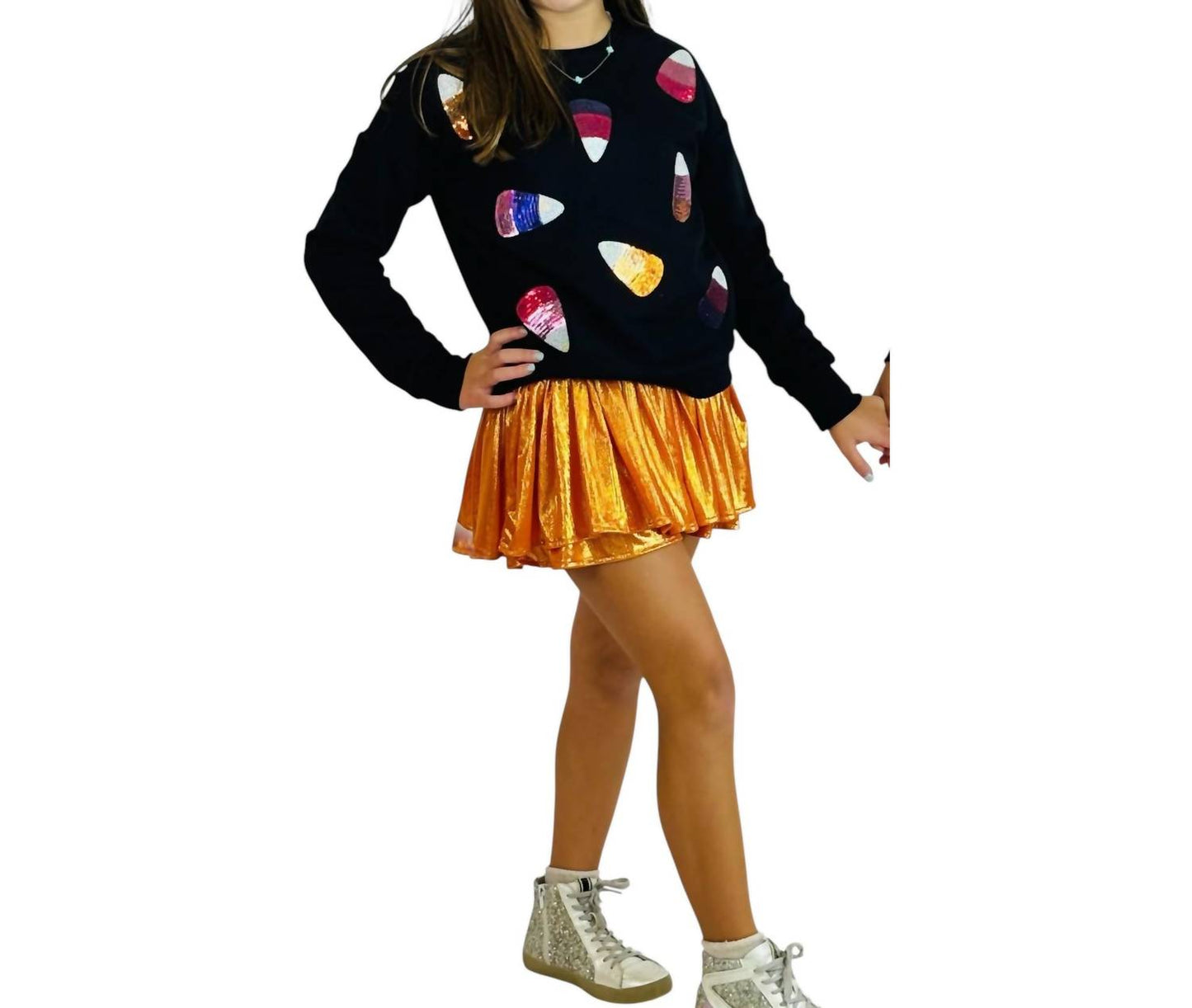 Pailletten-Zuckermais-Sweatshirt