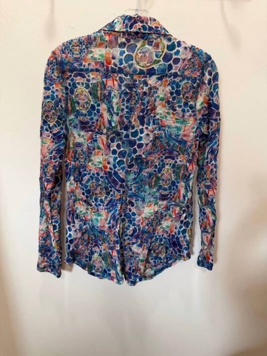 Women's Crinkle Button Front Blouse