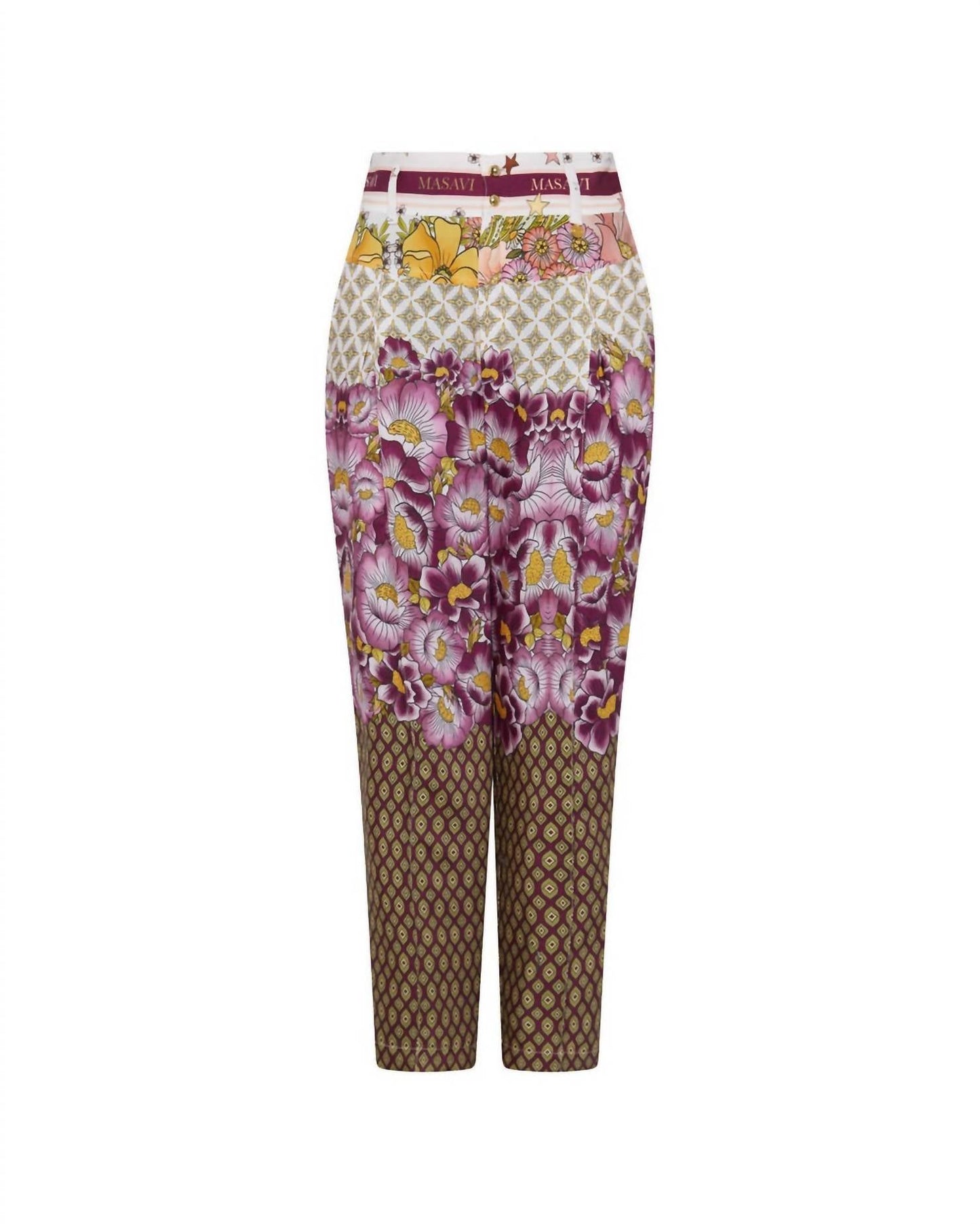 Damenhose mit Geo-Print-Passe