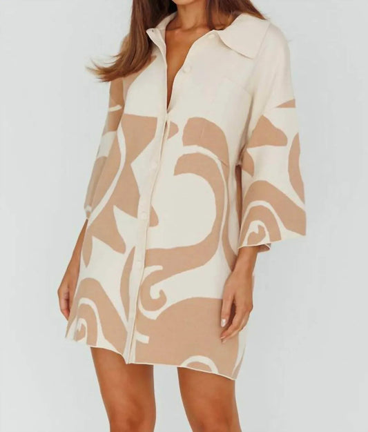 Button Up Knit Shirt Dress