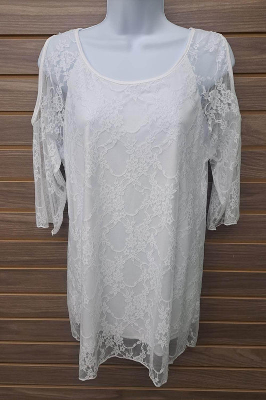 Women's Lace Cold Shoulder Pull Over Inside Bodice Cover