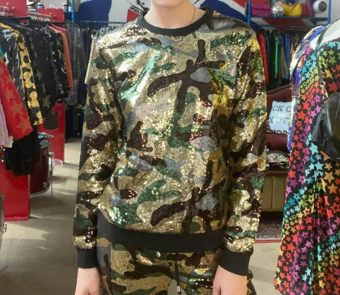 Camo Sequin Sweatshirt
