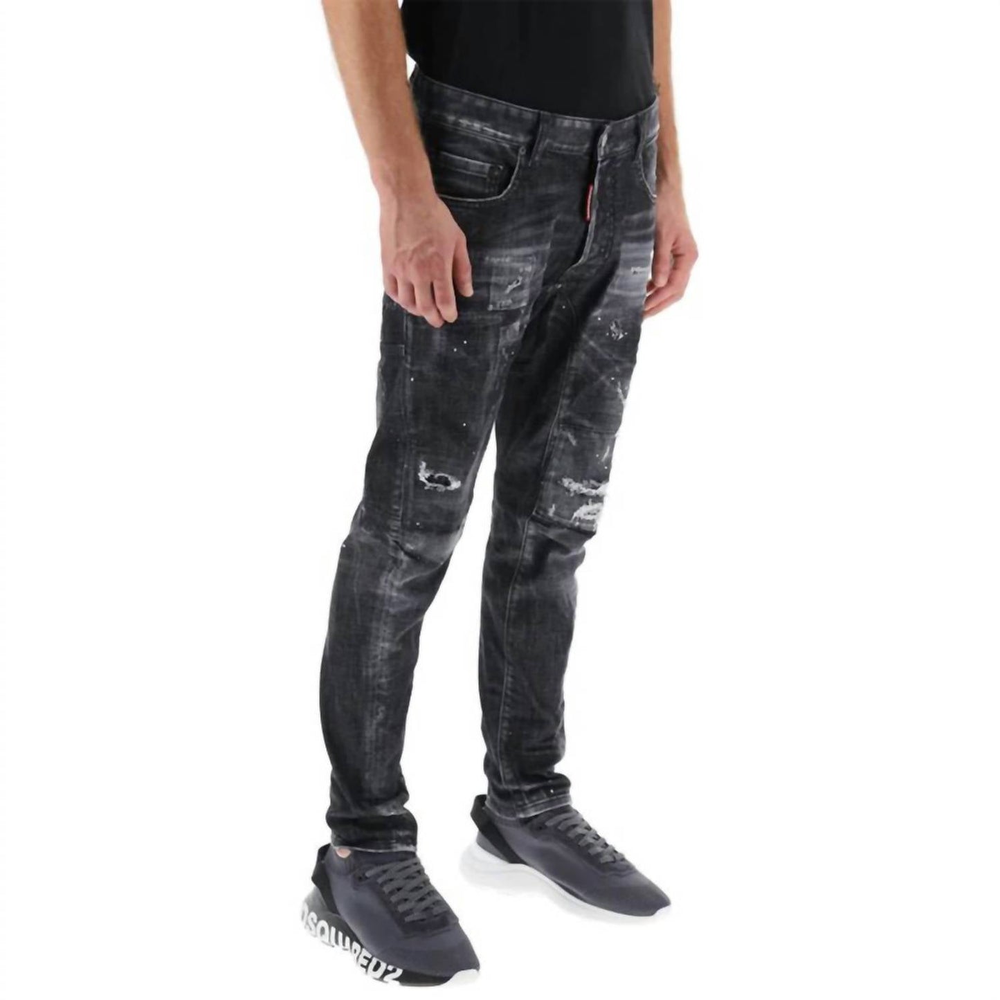 Herren Distressed Skater Jeans mit Sprüheffekt