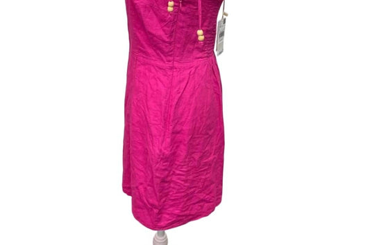 Womens Tied Spaghetti Strap Linen Viscose Blend Sheath Dress
