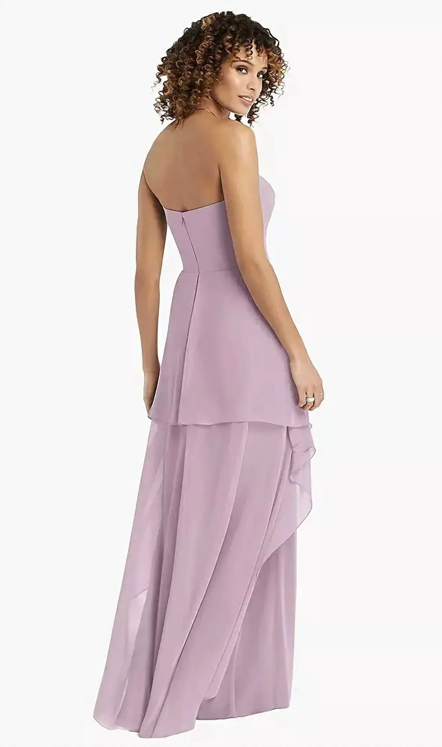 Lux Trägerloses Chiffonkleid