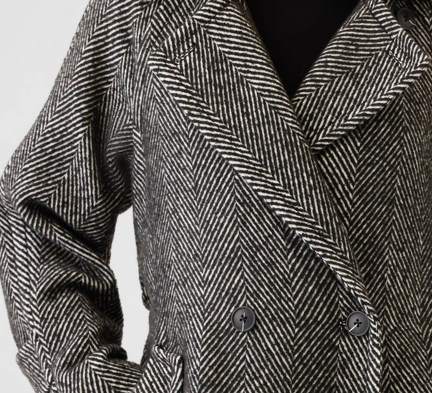 Zweireihiger Fischgrät-Trenchcoat mit Gürtel